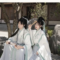 hanfu new chinese womens dress cross collar blouse skirt suit hanfu male and female couple uniform performance suit stage suit