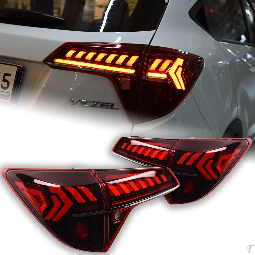 

Задний фонарь AKD для Honda HR-V Tail светильник 2014-2020 Vezel, задний светодиодный фонарь HRV, светодиодный задний фонарь, динамический сигнал, автомобильные аксессуары, 2 шт.
