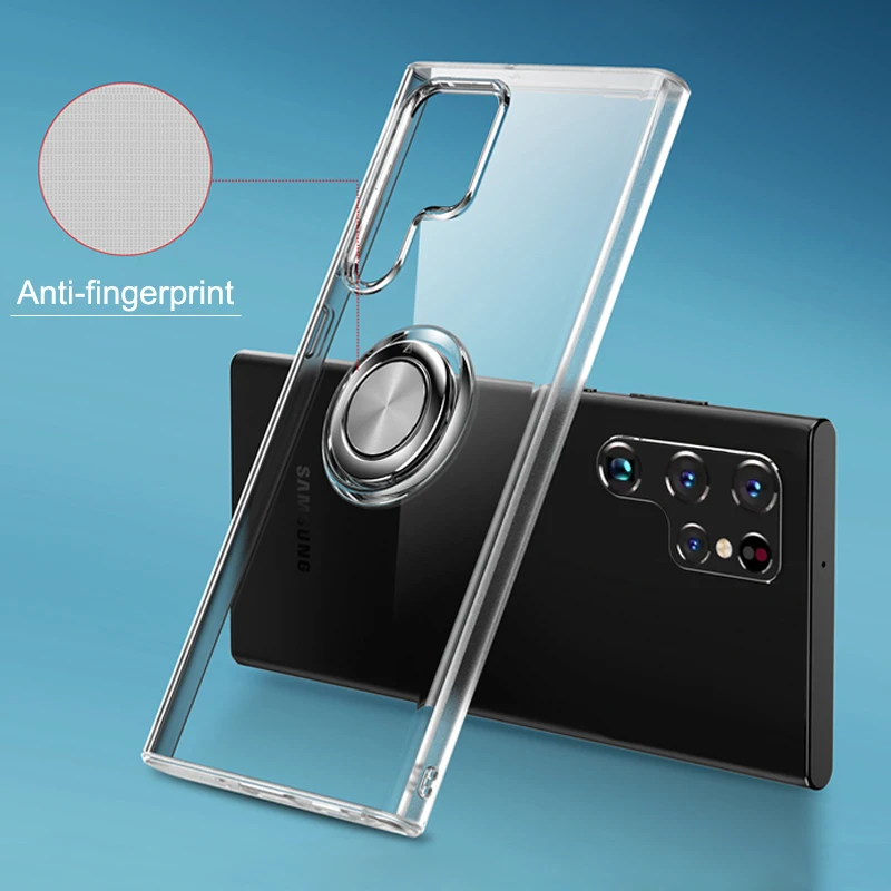 Luxury Transparent Clear Case For Samsung Galaxy S22 S21 S20 Ultra Plus S10 S10E S9 S8 Note 9 Phone With Ring Holder Stand Cover