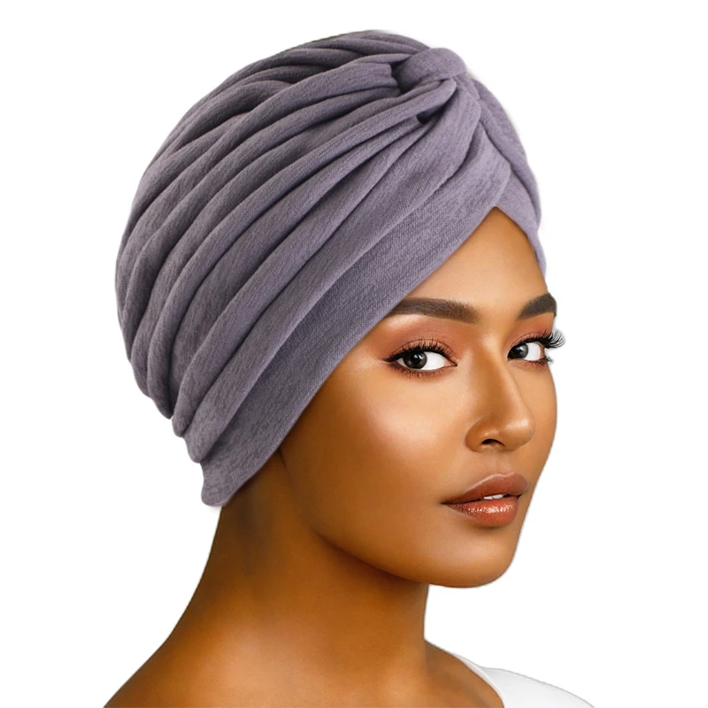 Новая женская утолщенная бамбуковая Шапка-бини с эластичным узлом