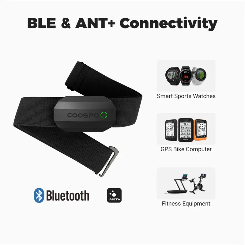 COOSPO H808S Датчик сердечного ритма двойной режим ANT Bluetooth с нагрудным ремнем