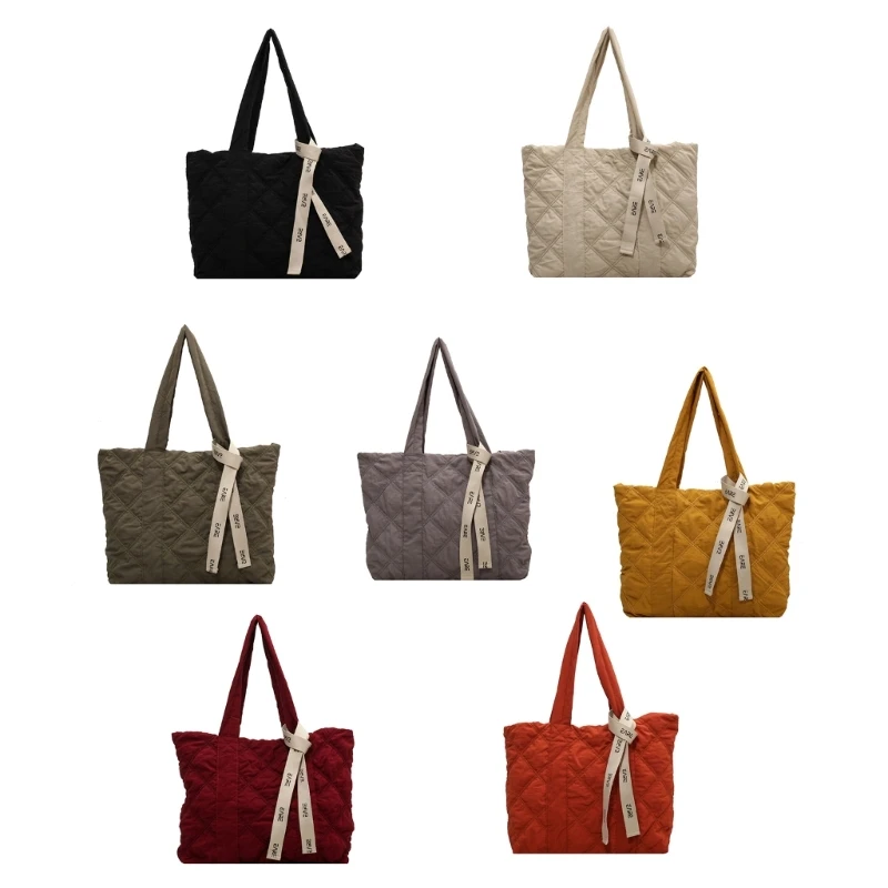 

Quilted Tote Solid Color Fashion Bag Large Capacity Shopping Bag for Girl Women