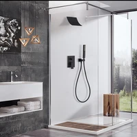 brass black shower set bathroom faucet wall mounted waterfall shower head diverter bathtub mixer tap handheld spray system