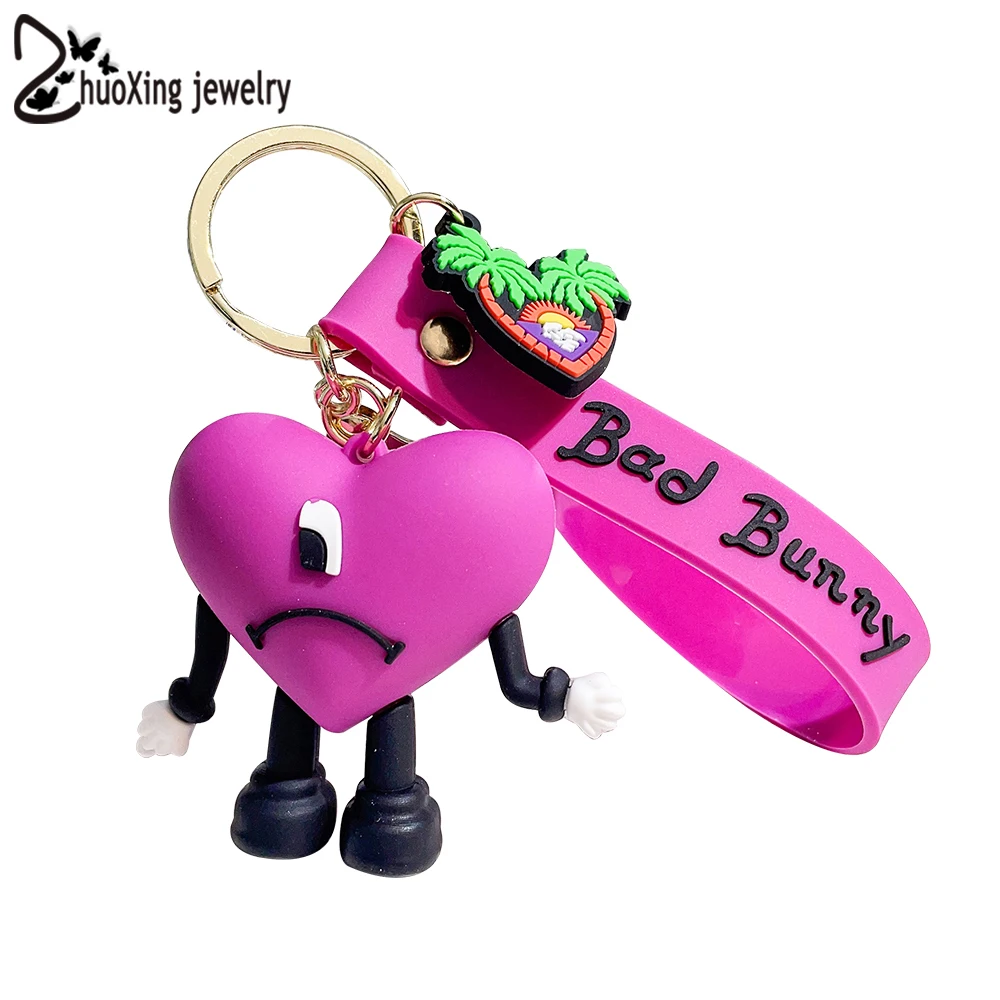 Силиконовый мягкий резиновый 3D брелок в виде кролика плохого подвеска сердца