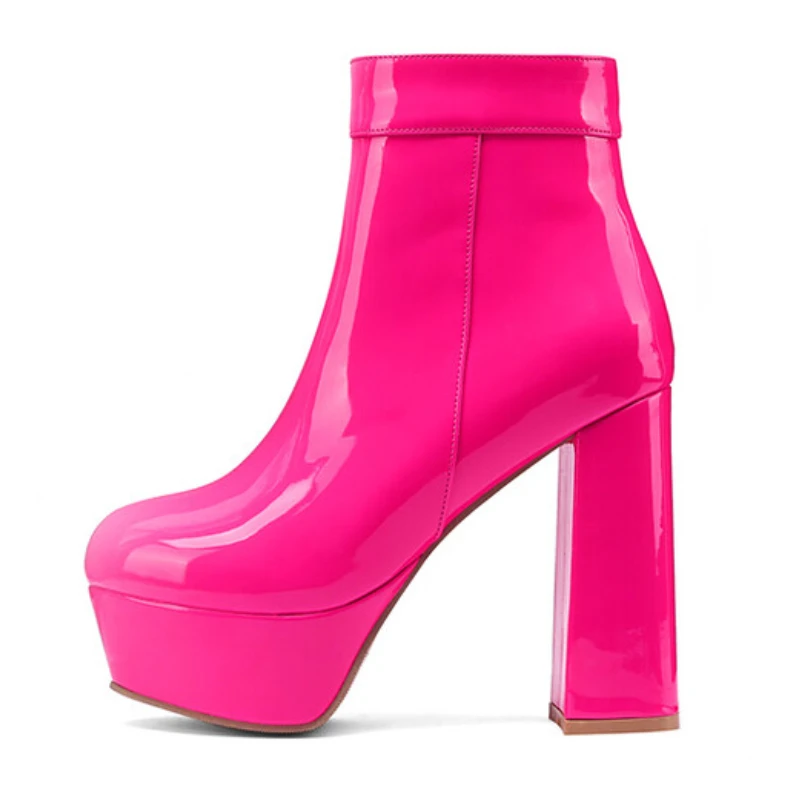 

LILYPTUART ZA Women Winter Boots, 2022 Winter Fashion Chunky Heel Platform Ankle Boots, Luxury Designer Shoes, Pink Shoes,Boats