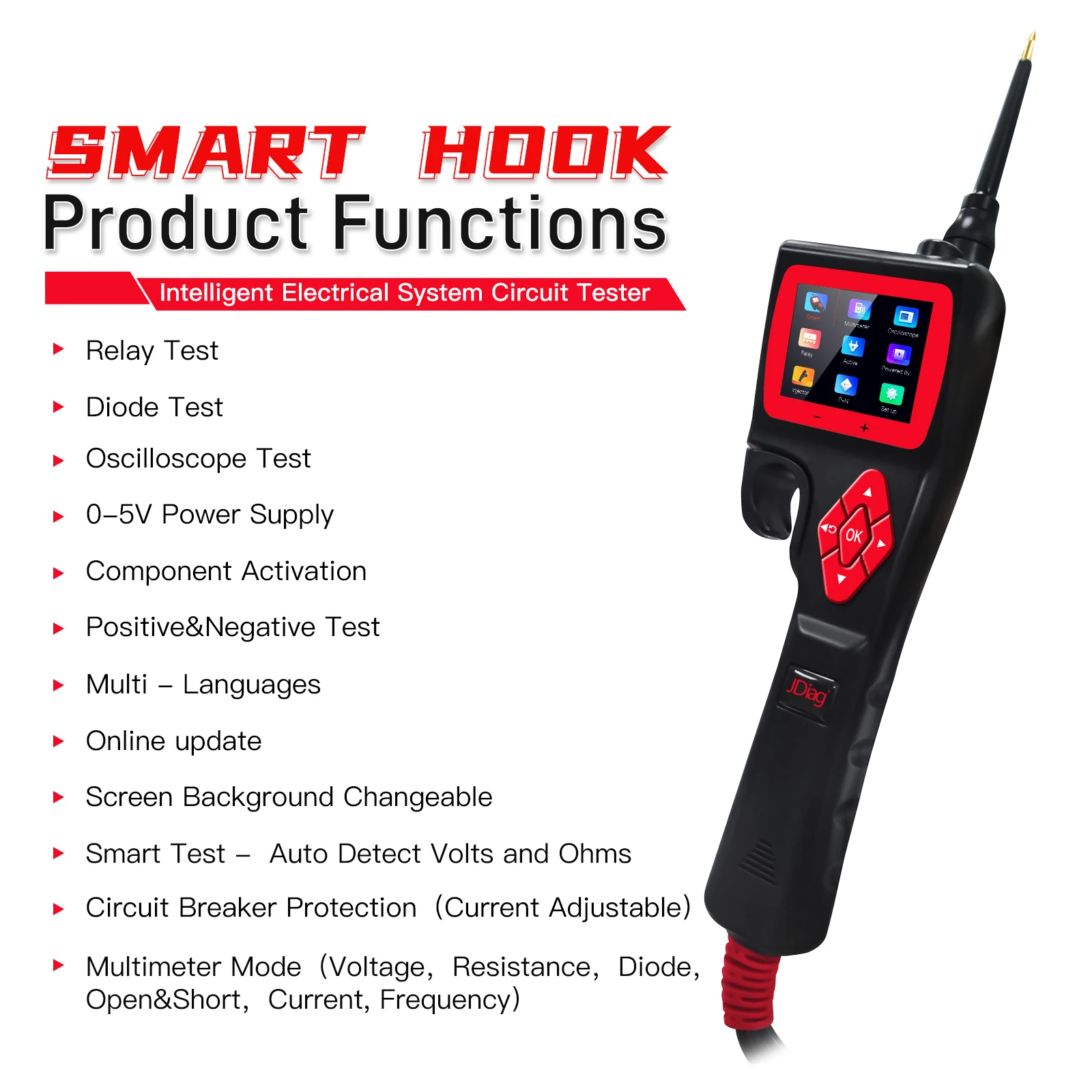

JDiag P200 Car Circuit Intelligent Analyzer Diagnostic Tool Diagnose Vehicle Electrical System Circuit Problem Battery Testers