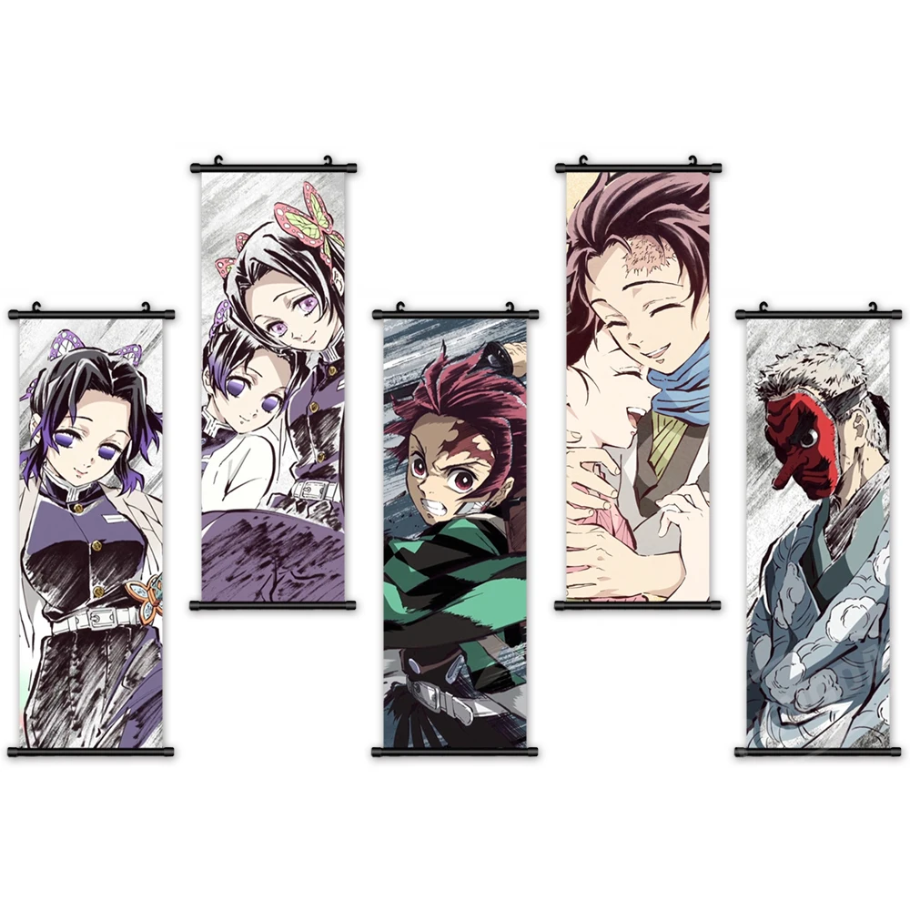 

Demon Slayer Wall Art Anime Pictures Mural Kimetsu No Yaiba Poster Plastic Scroll Hanging Painting Canvas Print Home Decoration