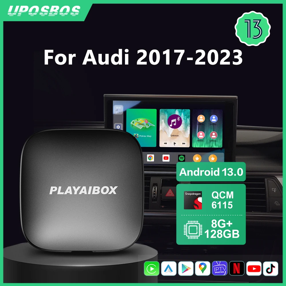 

Carplay Android Tv приставка Android 13 Carplay Беспроводная Android Авто Ai приставка мировое Iptv Netflix UX999 Ultra LTE 4G для Audi 2017-2023