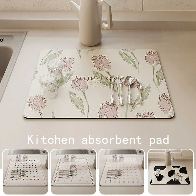 

Kitchen Super Absorbent Mat Coffee Dish Draining Mat Drying Mat Quick Dry Bathroom Drain Pad Kitchen Faucet Placemat