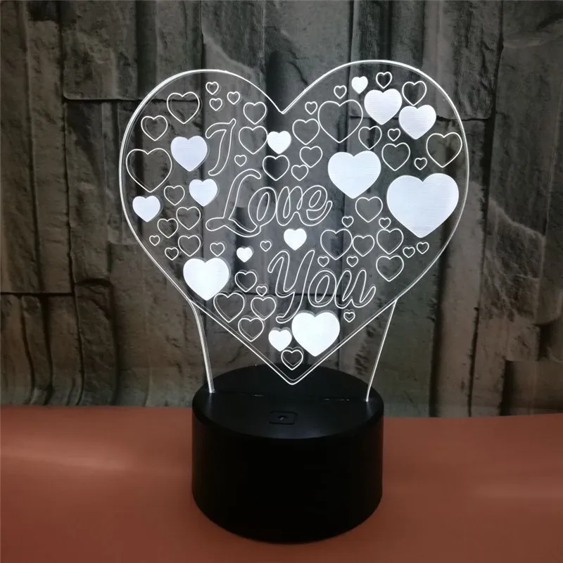 3D светильник с надписью Love USB-зарядкой 7 цветов | Лампы и освещение