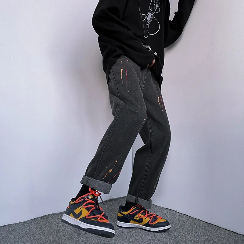 New Jeans Men's Brand Clothing Korean Fashion Straight Loose Casual Wide-leg Pants Streetwear Men's 3 Colors Jeans Men Clothing