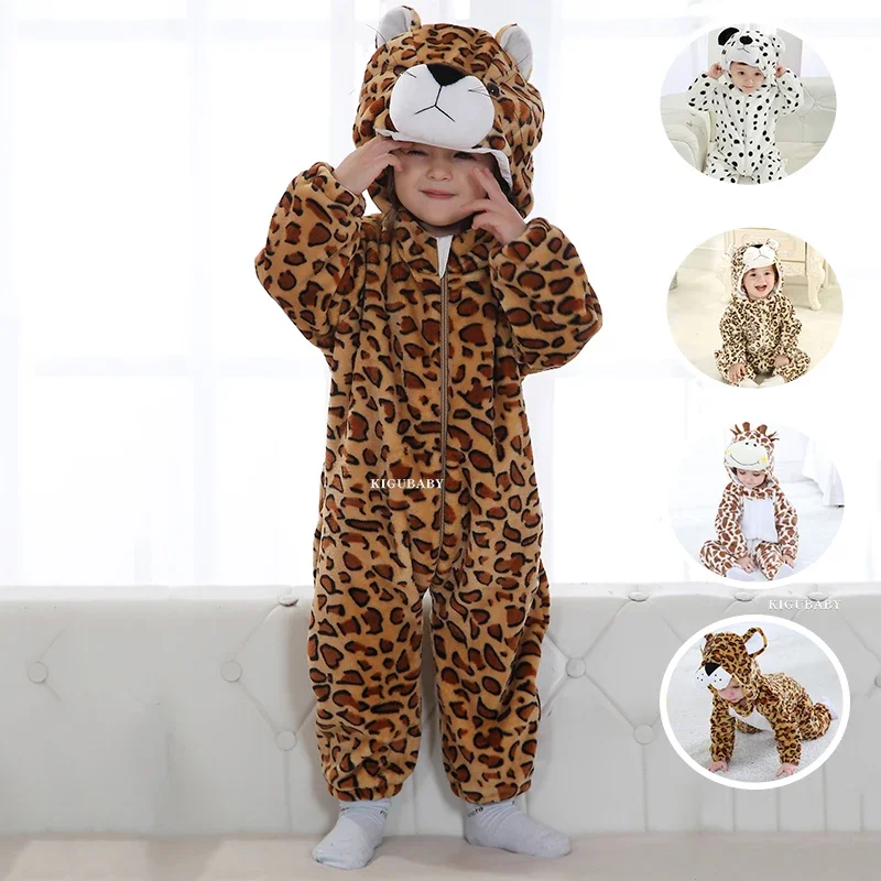 Halloween Animal Leopard Baby Clothes Romper Kigurumis Bodysuit Infant Boy Girl Jumpsuits Winter Cosplay Costume Christmas