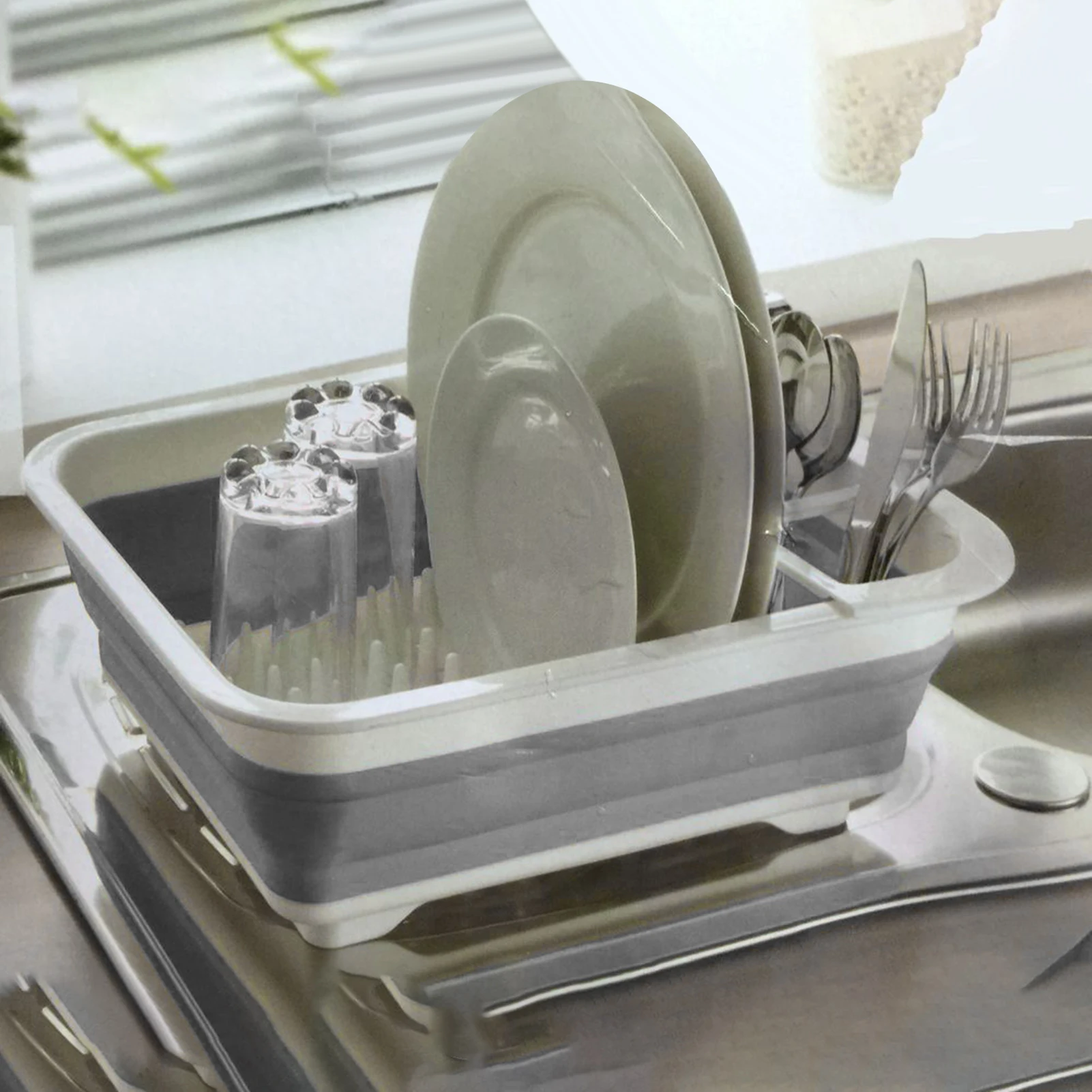 

Dish Drying Rack Dish Drainer Dinnerware Organizer Rack With Heavy Duty PP And Silicone Foldable Kitchen Drain Rack