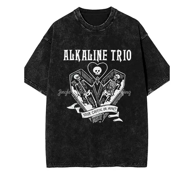 Мужская футболка Alkaline Trio с потертостями и рисунком Your Coffin черная хлопковая