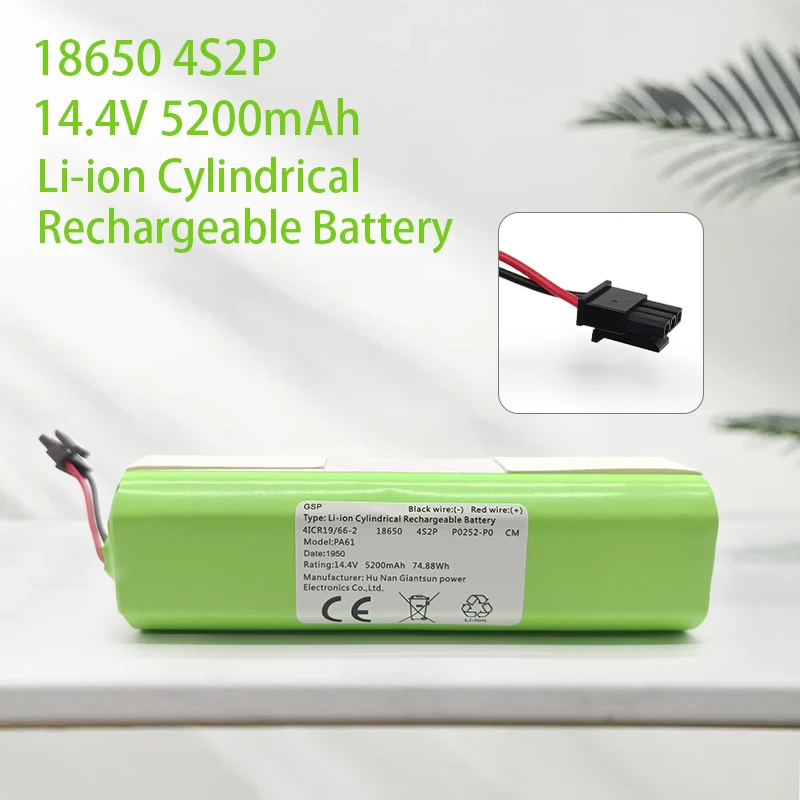 

4S2P 18650 14.4V 5200mAh Lithium Ion Battery Pack,For Xiaomi Mijia Robot Vacuum Cleaner Sweeping Robot Replacement Battery