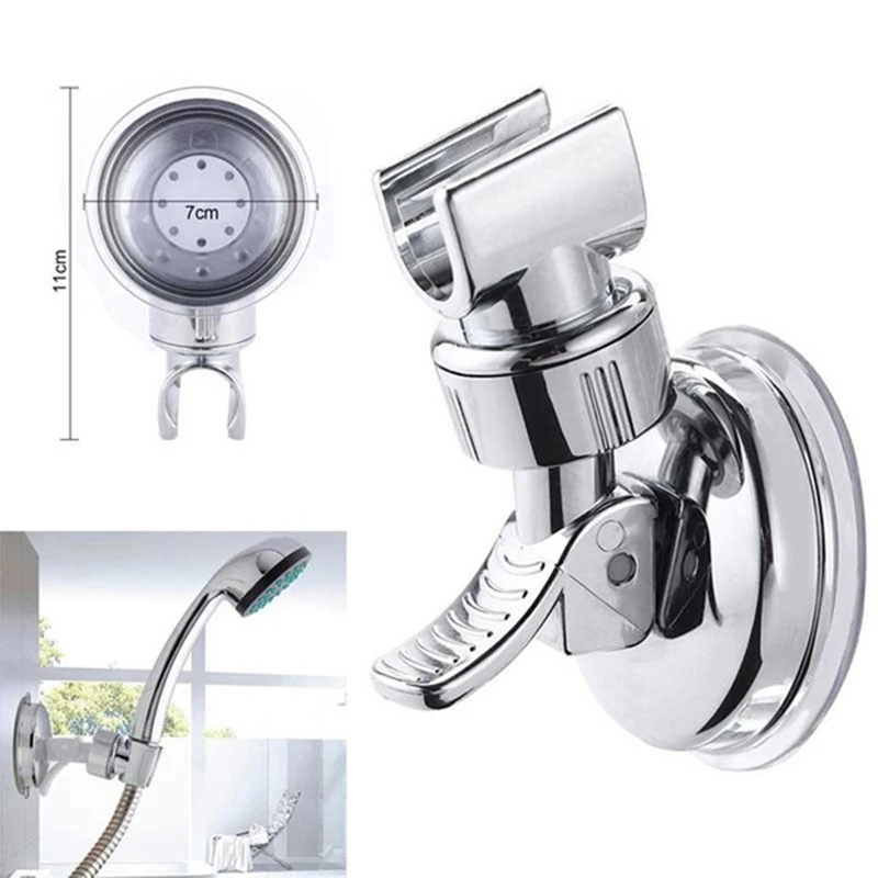 

Adjustable Hand Shower Holder Suction Cup Holder Full Plating Shower Rail Head Holder Bathroom Bracket Stable Rotation Universal
