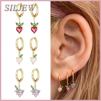 copper crystal fruit cute pineapple peach grape pendant drop earrings for women party earrings jewelry accessories 2022 summer
