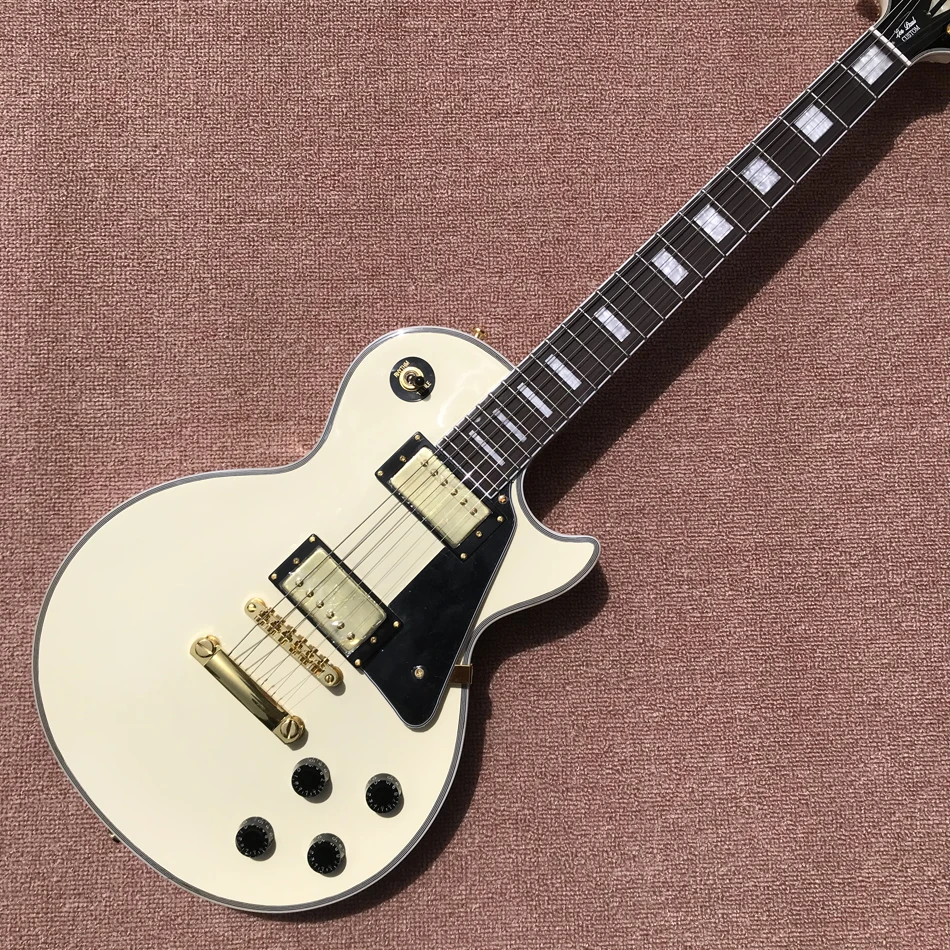 

Custom Electric Guitar Cream Yellow Color Gold Hardware Rosewood Fingerboard High Quality Guitarra Free Shipping