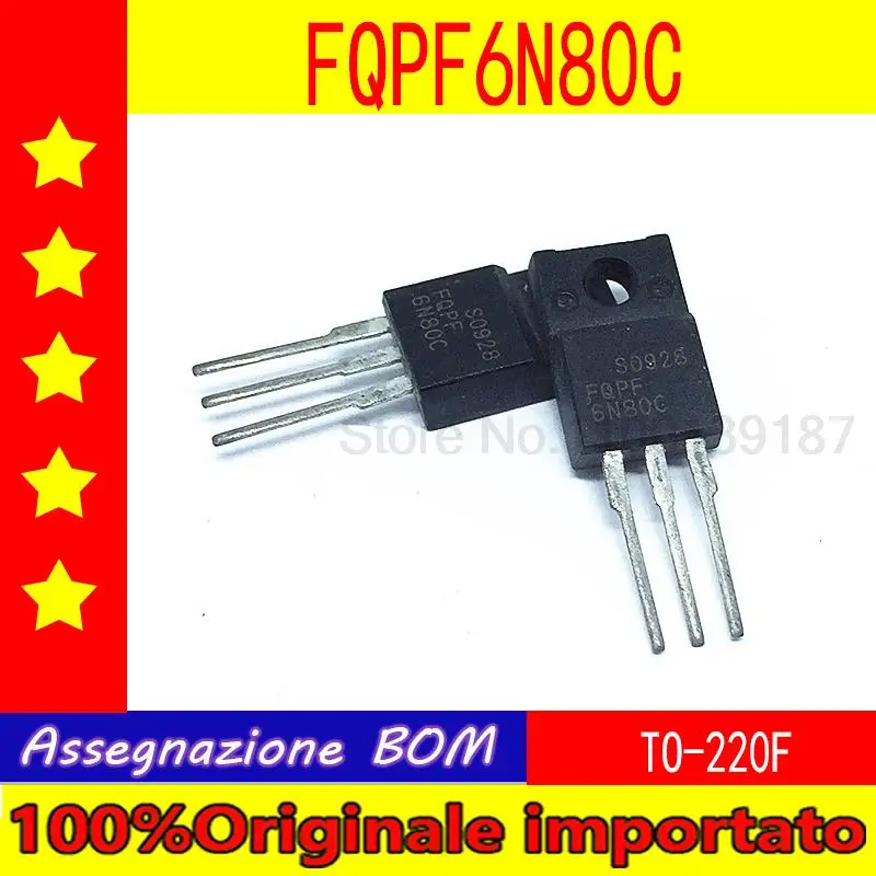 

10 шт./лот FQPF6N80C 6N80 TO-220 полевой транзистор 5.5A 800V