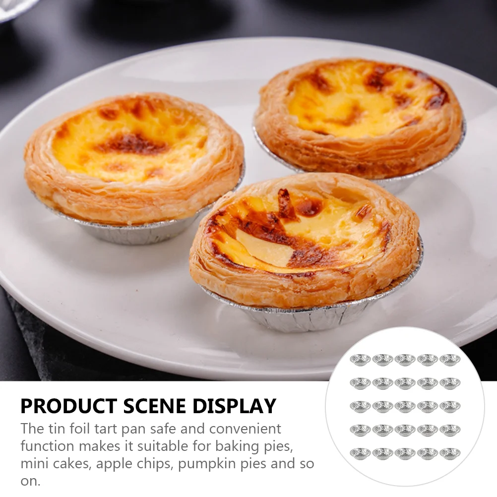 250 Pcs Egg Tart Tin Foil Mold Muffin Bakery Cup Baking Molds Dishes for Oven Pan Round