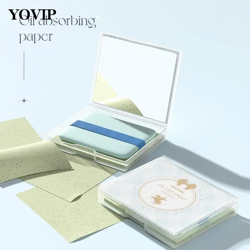 

80 Sheets Portable Oil Absorbing Facial Paper Oily Skin Women Face Oil Absorbing Paper With Mirror Case Makeup Beauty Tool