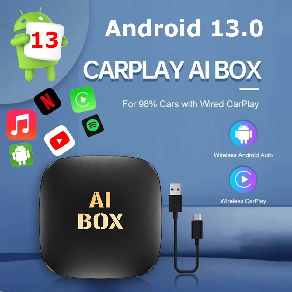 Автомобильные интеллектуальные системы Android 13 CarPlay Ai Box беспроводной адаптер Auto