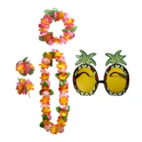 5pcsset hawaii artificial flower garland with pineapple sunglasses tropical summer holiday party costume wedding birthday decor