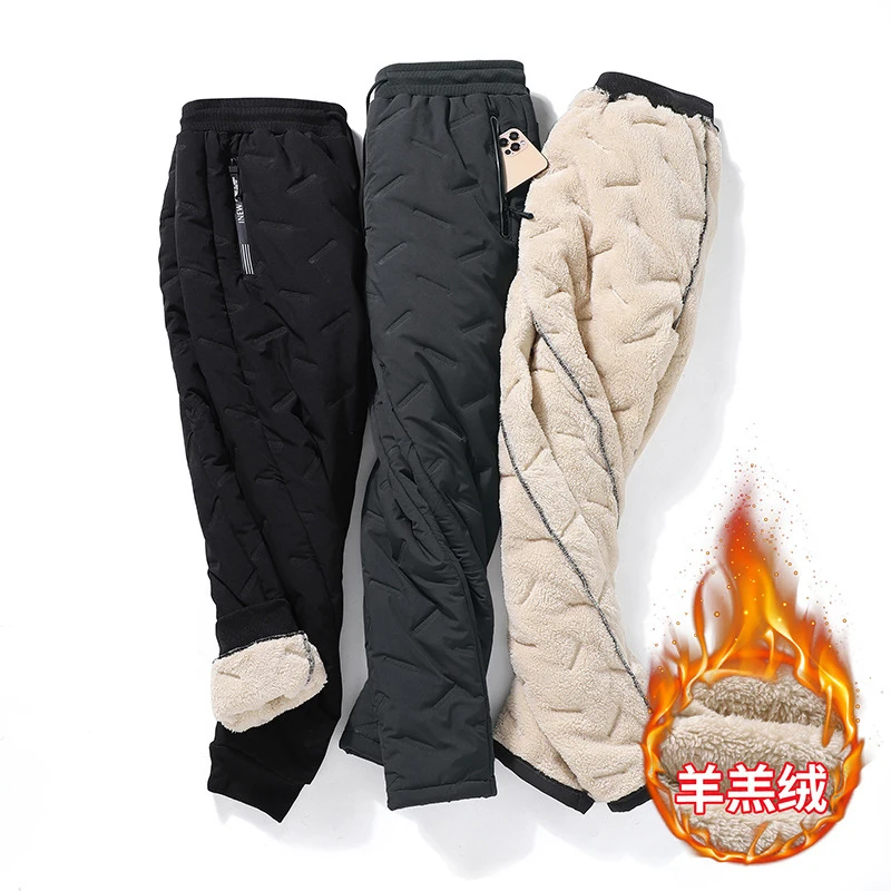 

Winter Lambswool Warm Thicken Sweatpants Men Fashion Joggers Water Proof Casual Pants Men Brand Plus Fleece Trousers