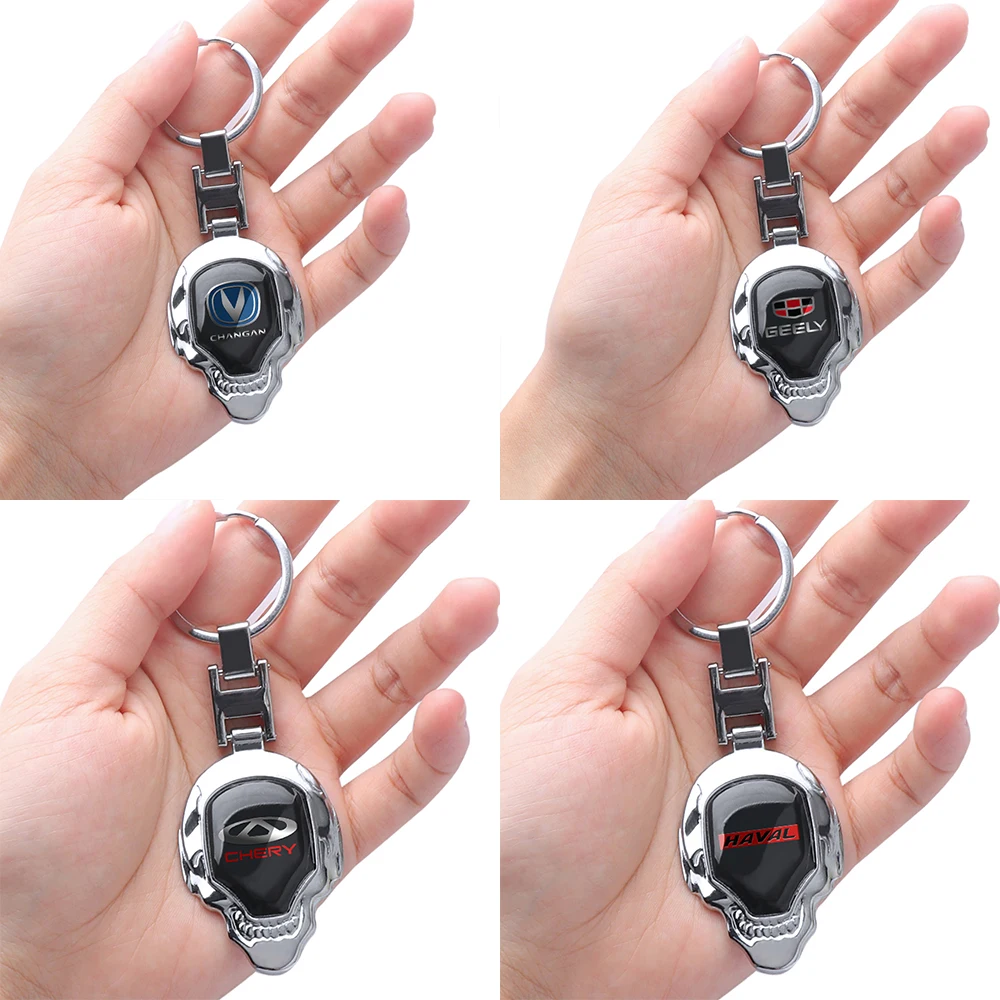

Metal Luxury Car Keychain Skull Key Rings Key Holder Auto Accessories For Hyundai i30 Tucson Accent i20 Creta Solaris ix35 Kona
