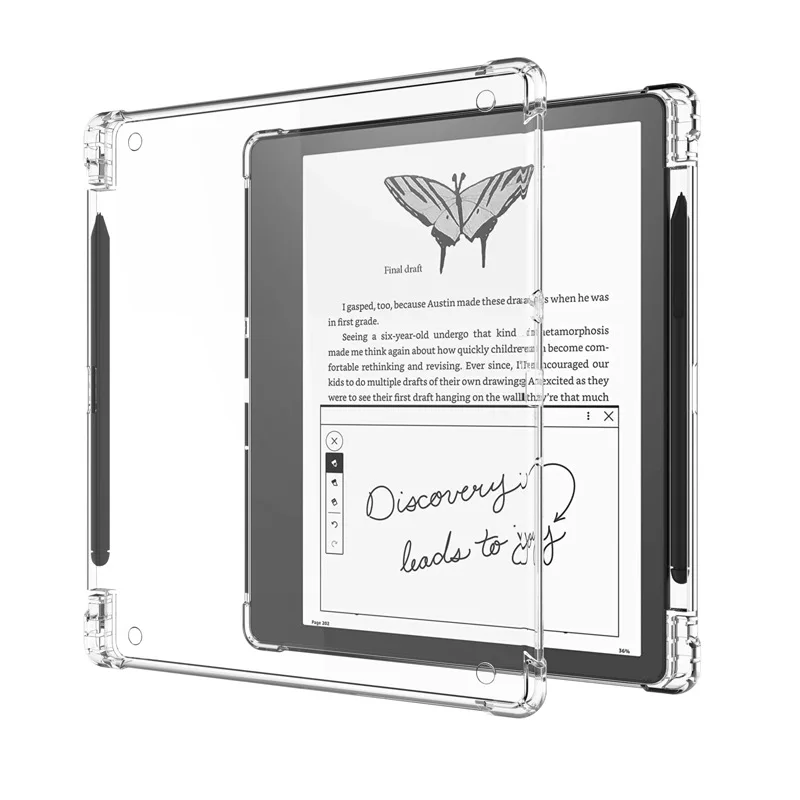 

Противоударный чехол с 4 подушками безопасности для Amazon Kindle Scribe 10,2 дюйма E-чернильный карандаш, мягкая прозрачная задняя крышка из ТПУ
