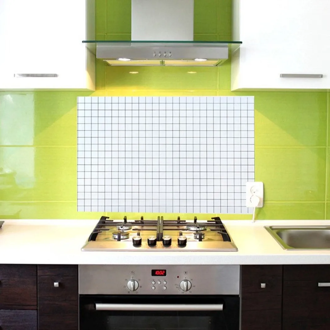 

DIY Kitchen Oil Proof Sticker Aluminum Foil Oil Heat Anti Adhesive Kitchen Stove 3D Self Adhesive Waterproof Decor Sticker