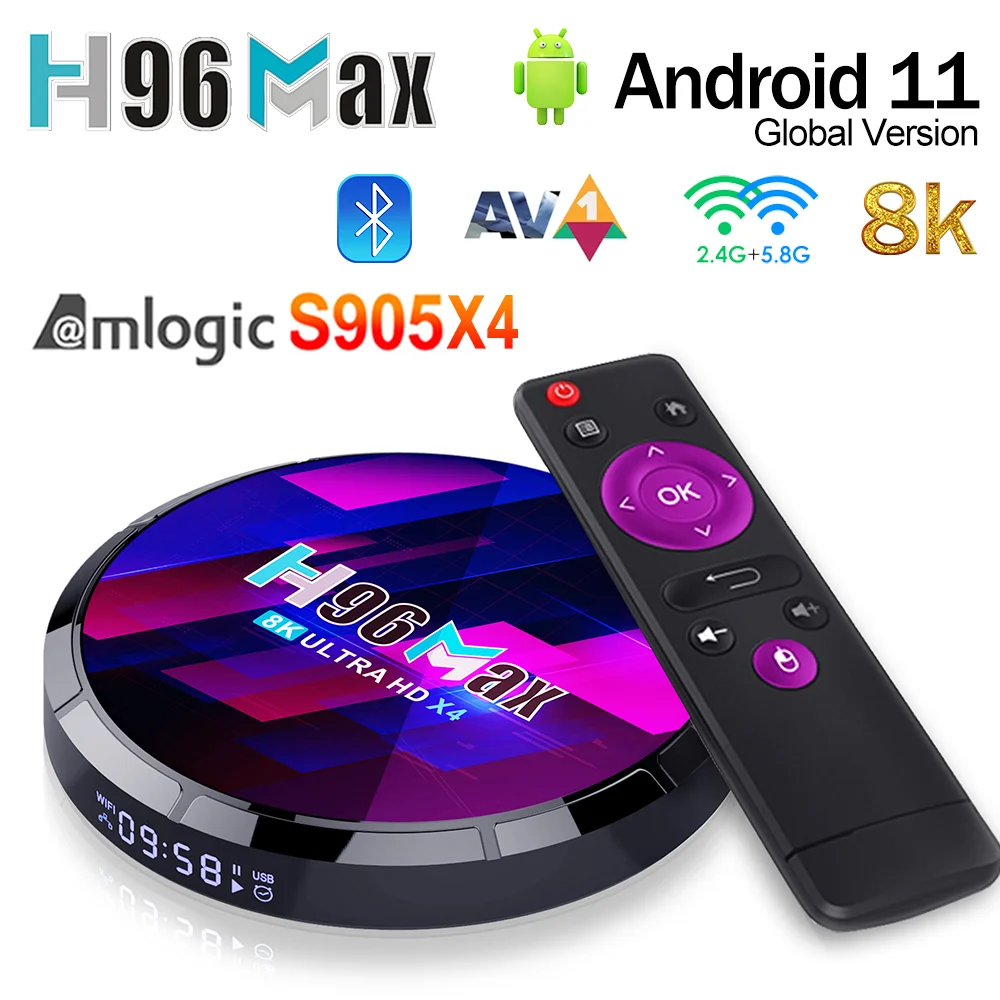 Приставка Смарт-ТВ H96 Max X4 Amlogic S905X4 Android 11 H96Max 4 + 32/64 ГБ | Электроника