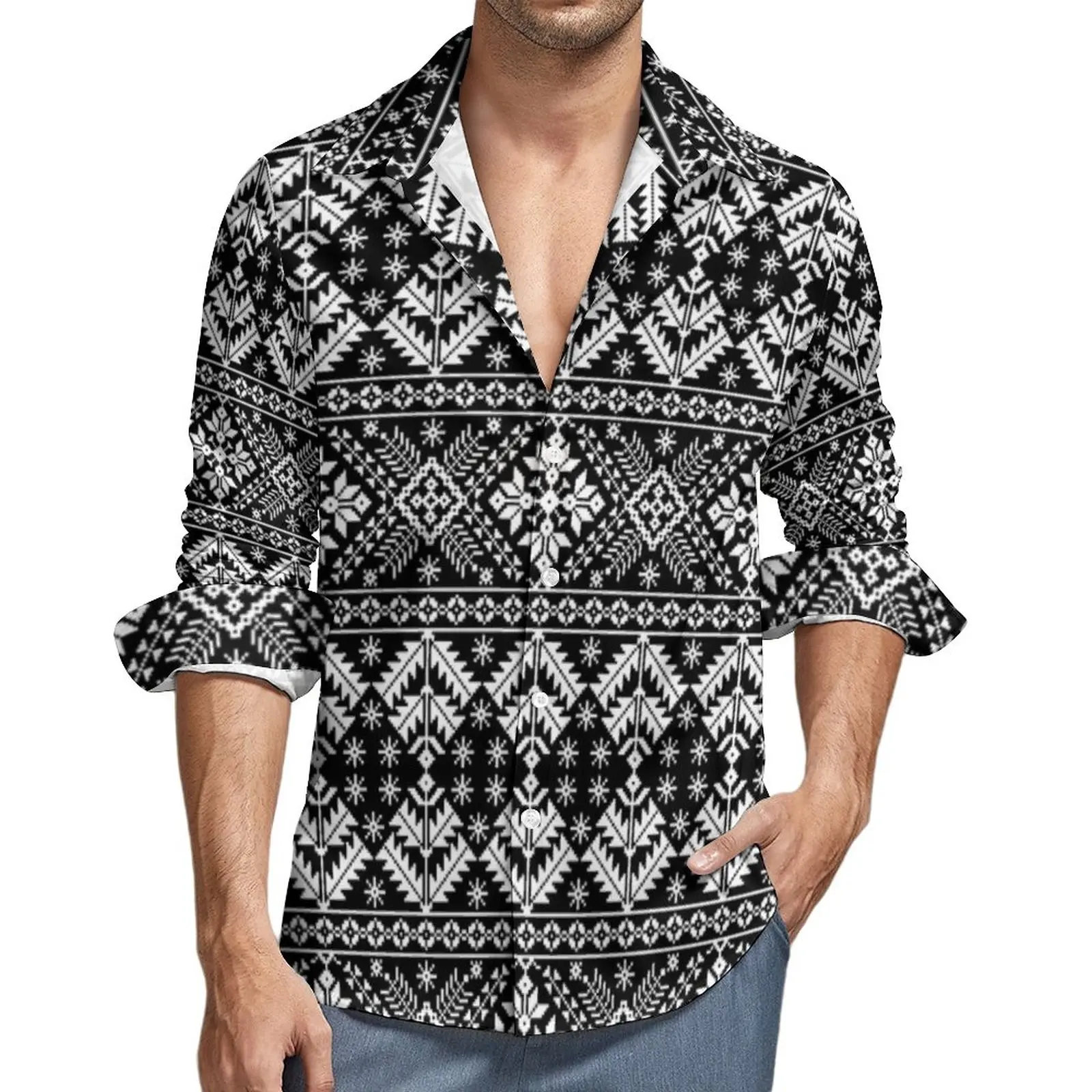 

Рубашка мужская с винтажным принтом, праздничная блузка в скандинавском стиле, повседневная Стильная кофта с графическим принтом, крутой Топ оверсайз с длинным рукавом, идея для подарка, осень