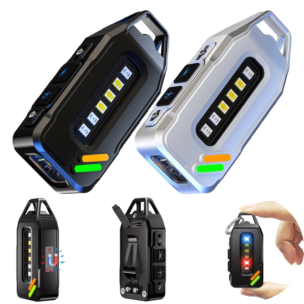 Фото Мощный мини-фонарик F2 COB LED на брелоке, USB-перезаряжаемый, водонепроницаемый, для кемпинга, прогулок, карманный светильник №1