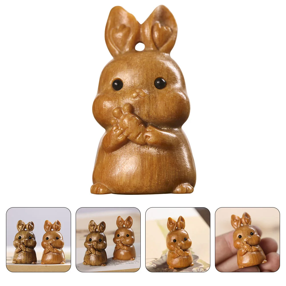 

Rabbit Animal Charms Shui Feng Mini Zodiac Bunny Statue Year Wooden Inch Accessories 18 Figurine Miniature New 2023 Chinese