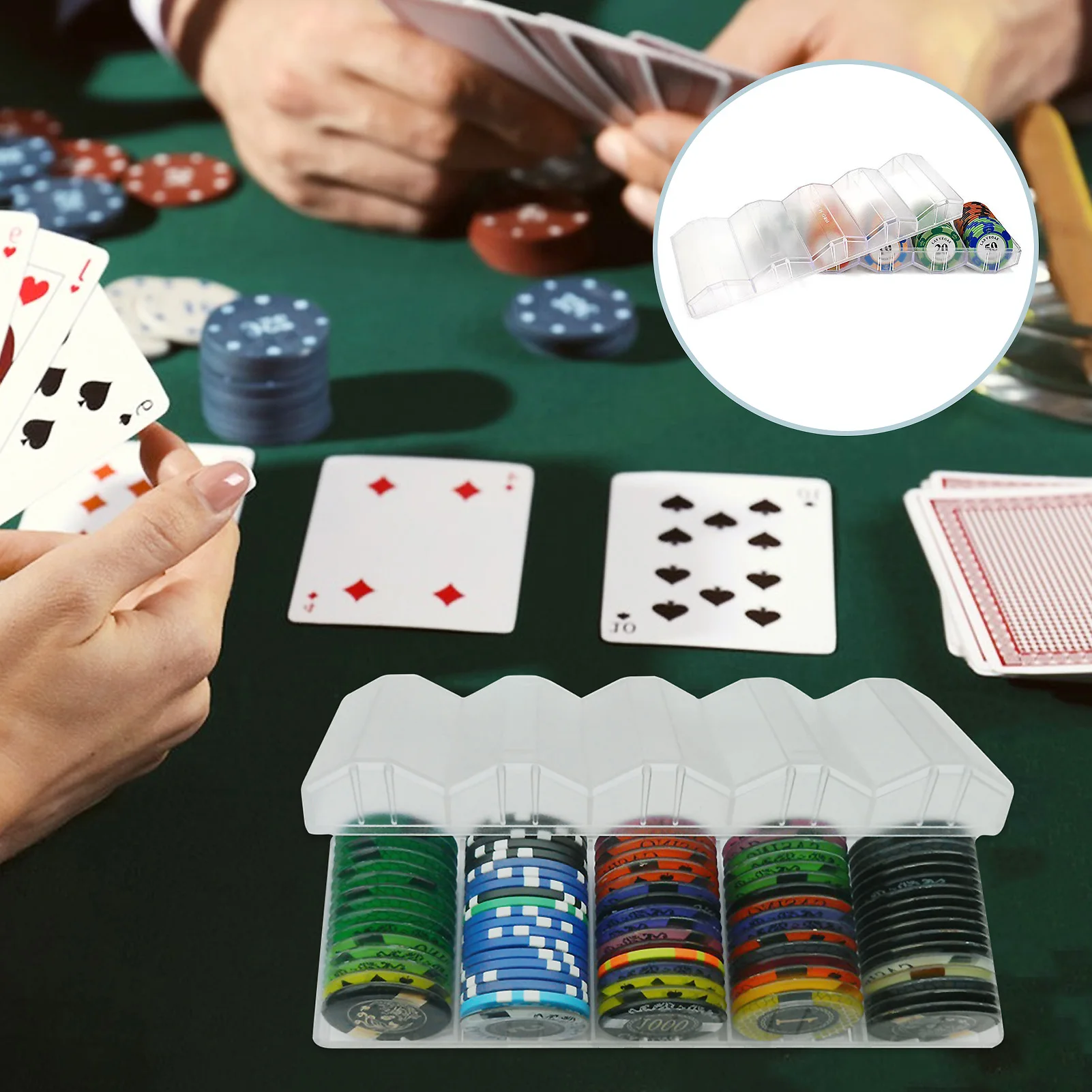 

Transparent Acrylic Poker Chip Case 100 Chips Poker Chips Tray Box with Lid Home Casino Party Blackjack Games Chips Organizer