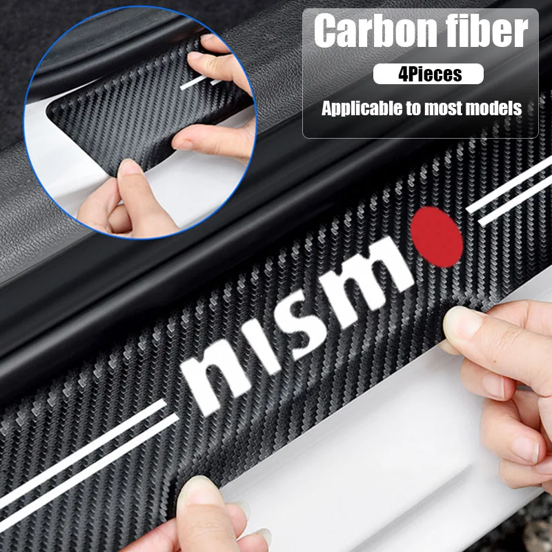 

4Pcs Car Door Sill Door Edge Stickers Protect for Nismo R34 Gtr Emblem Watch Nissans Tiida Teana R32 Qashqai X-trail Accessories
