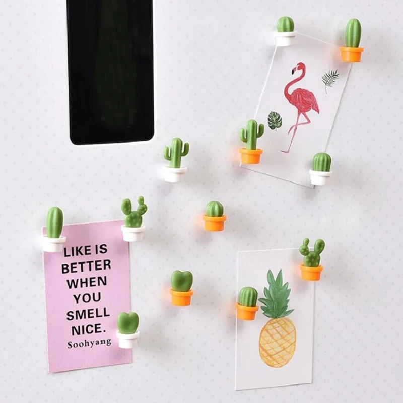 

6Pcs Creative Mini Succulent Plant Fridge Magnets Magnetic Refrigerator Message Sticker Home Decoration Photo Wall Kids Gifts