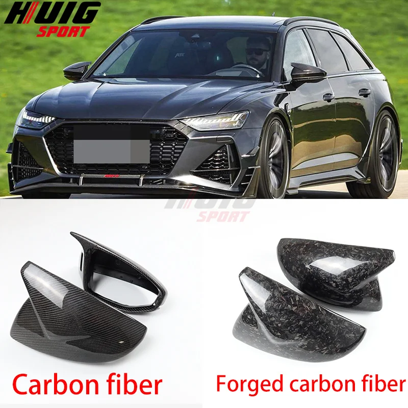 

LHD 2pcs Carbon Fiber OX Horns Type Rearview Mirror Cover Shell Caps For Audi A6 C8 S6 RS6 ABT A7 S7 RS7 4K8 A8 D5 2018-2021