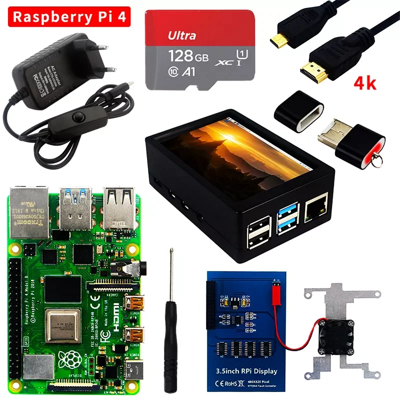 

New Raspberry Pi 4 Model B Kit 2GB 4GB 8GB RAM + Card + Case + Cooling Fan + 4K HD Video Cable + Power Supply for Raspberry Pi