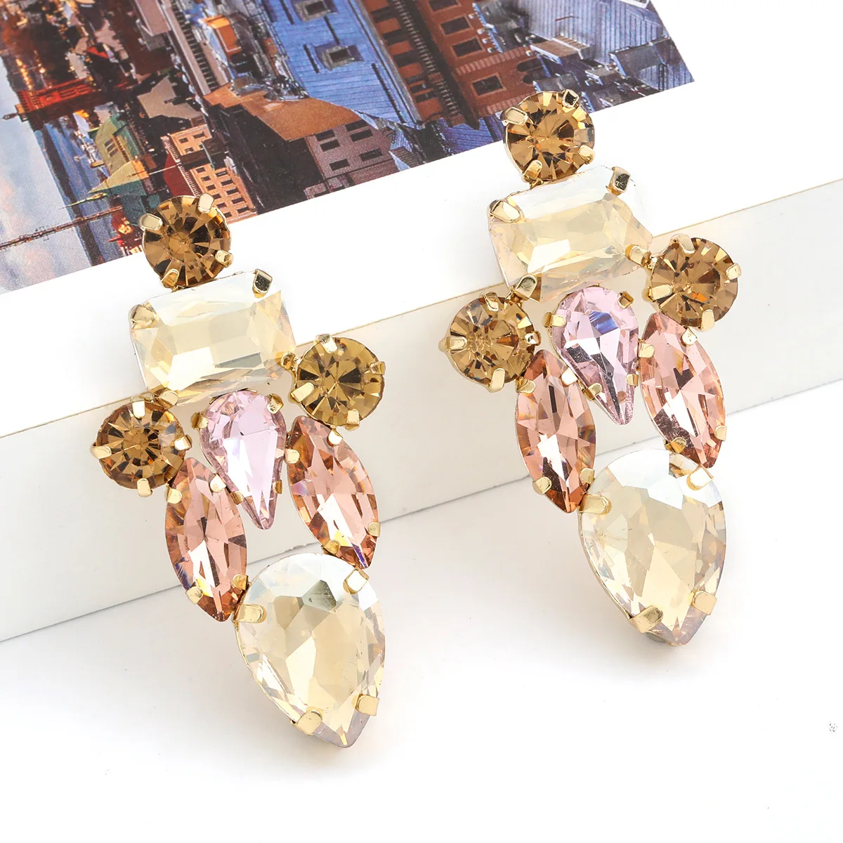 

New 3 Color Rhinestone Water Drop Earrings Dinner Wedding Accessories Fashion Jewelry Cute Earrings for Women