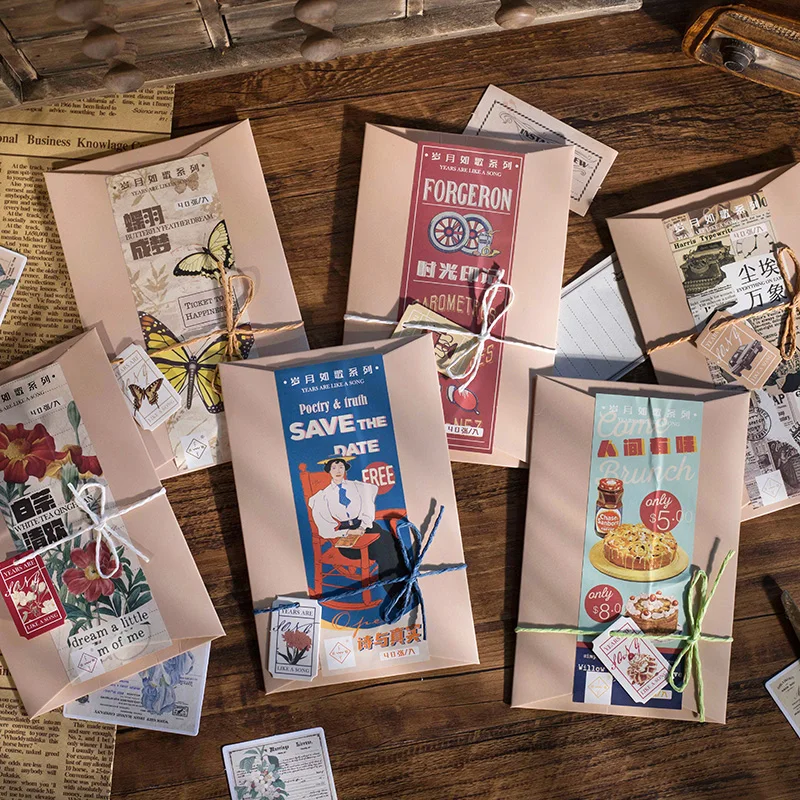 

Assorted Vintage Style Design Paper Aesthetic Junk Journal Pay Note Material Collage Supplies Retro Memo Art Pads For School