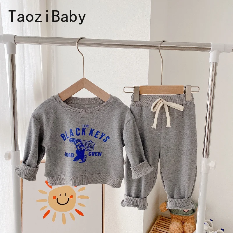 

Boy's Baby Sweatershirts Sport Set Spring and Autumn New Children's Western Style Cartoon Long-sleeved Trousers Kids Outing Suit