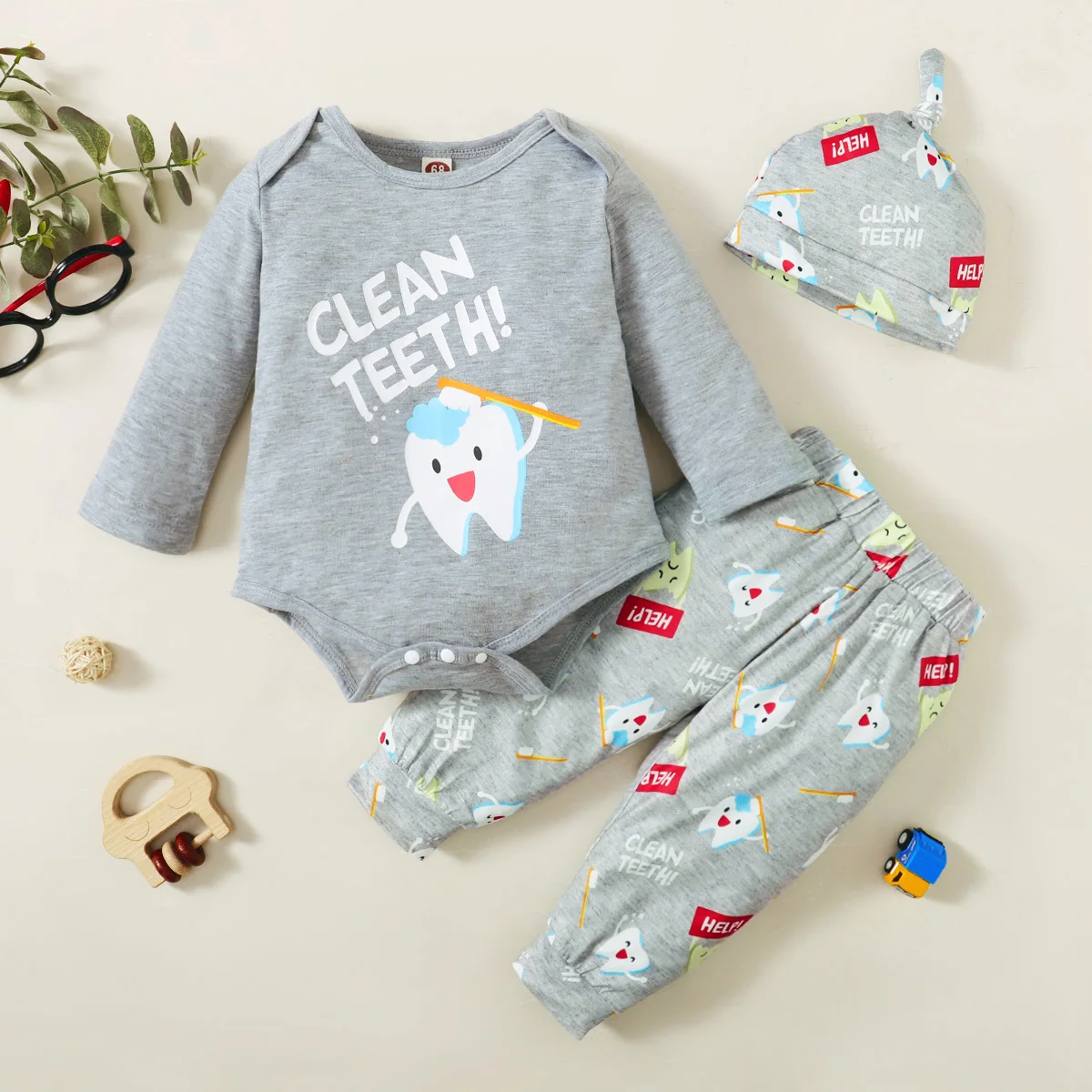 

Детский Повседневный однотонный комбинезон hibobi с длинными рукавами и мультяшными буквами и штаны с шапкой для мальчиков, комплект одежды