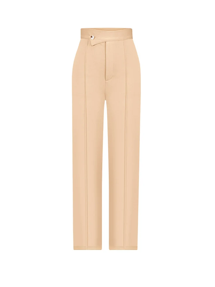 Брюки-клеш Женские на одной пуговице элегантные однотонные свободные офисные