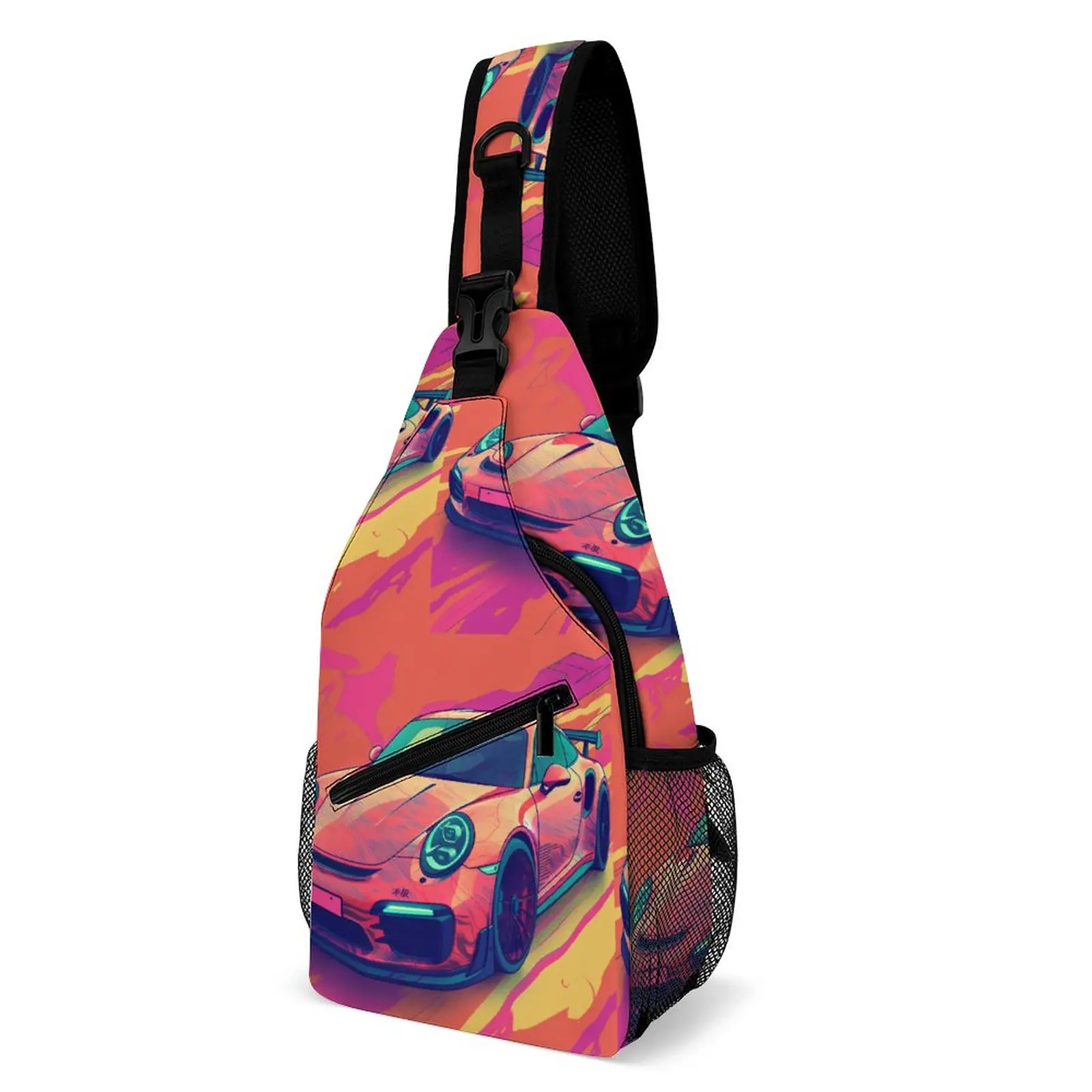 

Sports Car Chest Bags Neo Fauvism Cover Art Print Shoulder Bag Aesthetic School Crossbody Bag Sports Outdoor Style Sling Bags