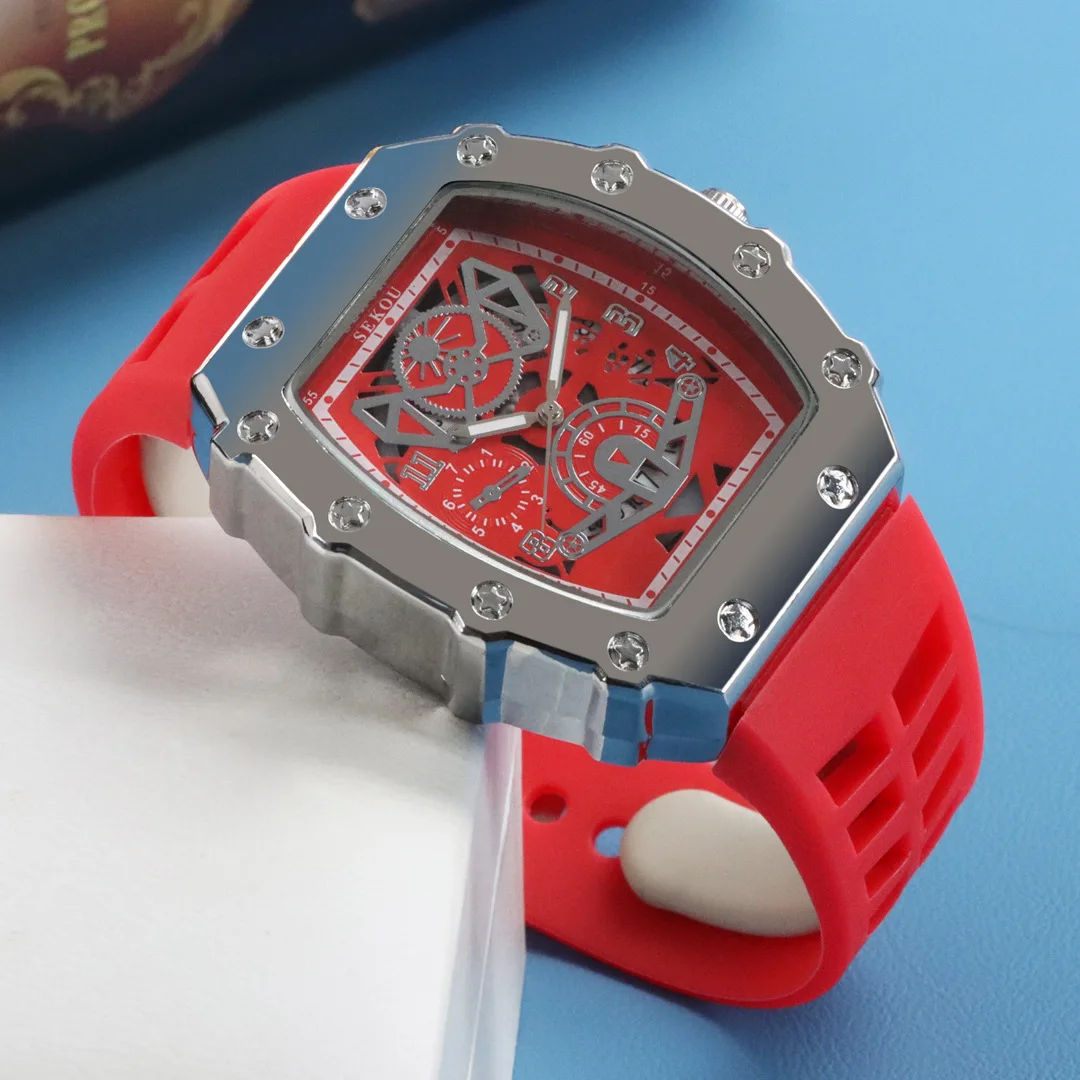 Personalized Fashion Wine Barrel Watch Men's Sports Versatile Watch Hollowed Out Calendar Luminous Quartz Watch Jtx3