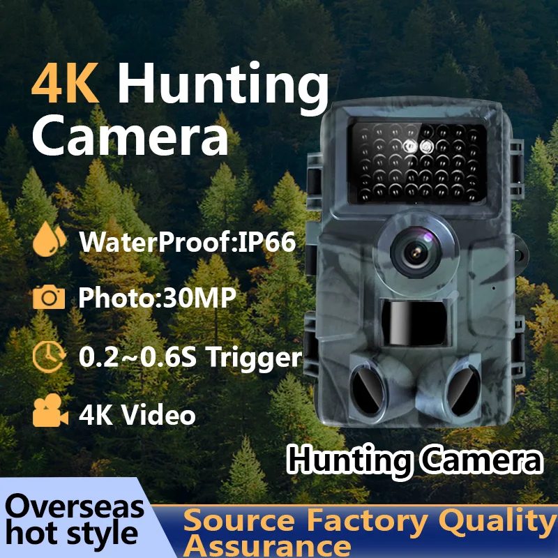 4K HD Hunting Trail Camera 30MP Infrared Camera Trigger Night Vision Wildlife Scouting Motion Sensor Waterproof Cam Outdoor
