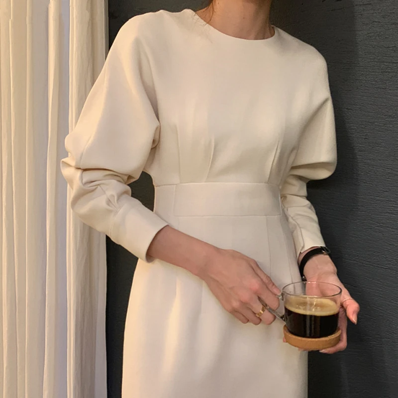 

Женское винтажное платье с высокой талией, Элегантное Длинное платье в Корейском стиле с разрезом, весна-осень 2022