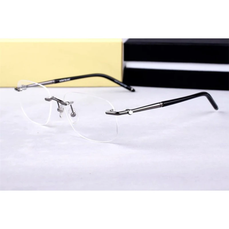 Ретро титановые роскошные очки без оправы в квадратной оправе мужские